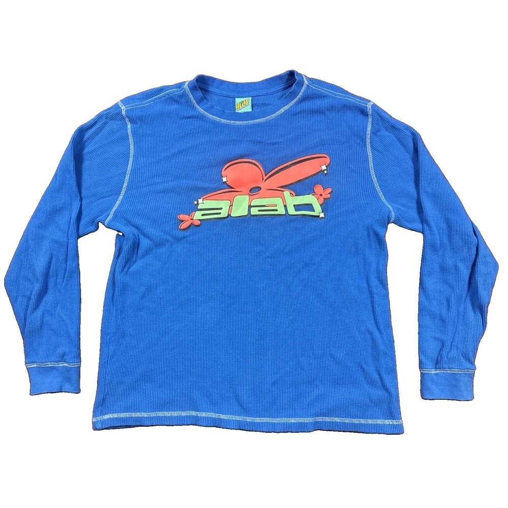 A. Lab ALAB Thermal Sweater Men's Medium Blue Y2K Long Sleeve